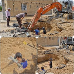 تعمیر خط لوله اصلی توزیع آب خیابان شهید وتری بهبهان