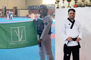 پرچم نیشکر بر فراز سکوی قهرمانی تکواندو